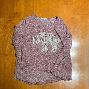 Maroon Aeropostale Three Quarter Sleeve Elephant Shirt